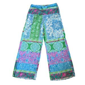 Shein Colorful Patchwork Wide Leg Pants Womens 100% Polyester Large